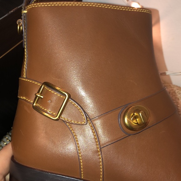 Coach Brown Leather Moto Boots - Picture 7 of 9